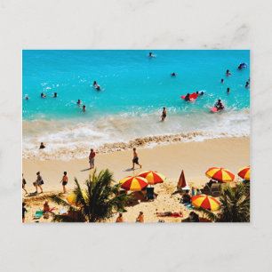 Erhöhte Ansicht eines Strandbildes in Waikiki, Hon Postkarte