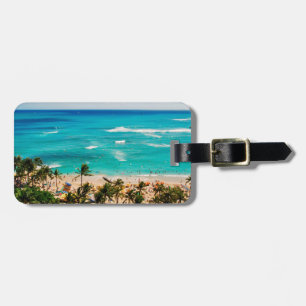 Erhöhte Ansicht eines Waikiki-Strandszenes, Honolu Gepäckanhänger