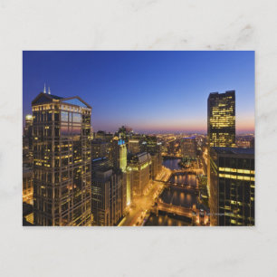 Erhöhte Aussicht, Fluss Chicago Postkarte