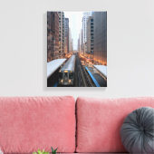 Erhöhte Eisenbahn in Chicago über Wabash Leinwanddruck (Insitu (Wohnzimmer))