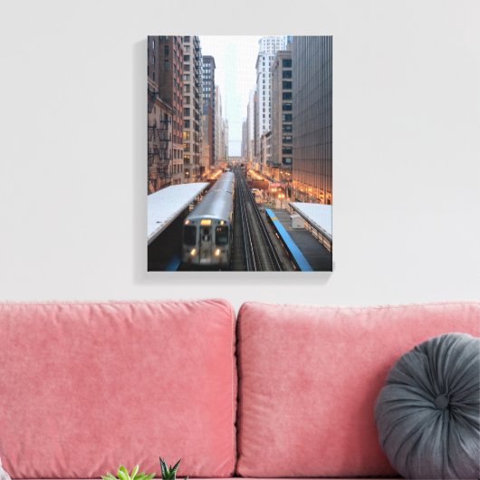 Erhöhte Eisenbahn in Chicago über Wabash Leinwanddruck (Insitu (Wohnzimmer))