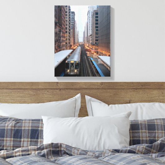 Erhöhte Eisenbahn in Chicago über Wabash Leinwanddruck (Insitu (Schlafzimmer))