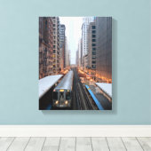Erhöhte Eisenbahn in Chicago über Wabash Leinwanddruck (Insitu (Holzboden))