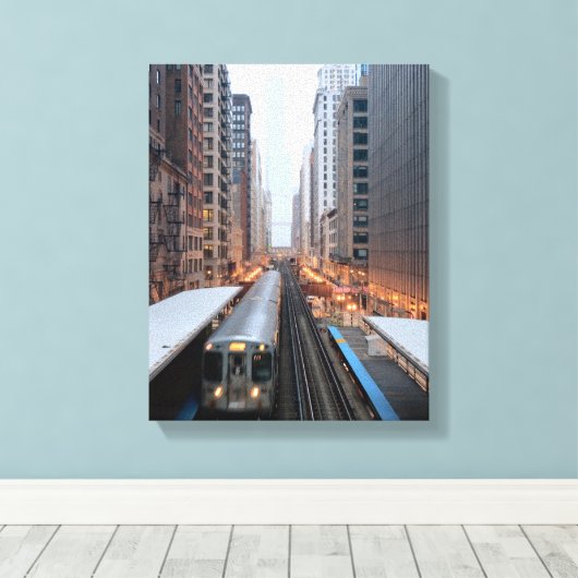 Erhöhte Eisenbahn in Chicago über Wabash Leinwanddruck (Insitu (Holzboden))