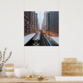 Erhöhte Eisenbahn in Chicago über Wabash Poster (Küche)