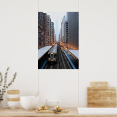 Erhöhte Eisenbahn in Chicago über Wabash Poster (Küche)
