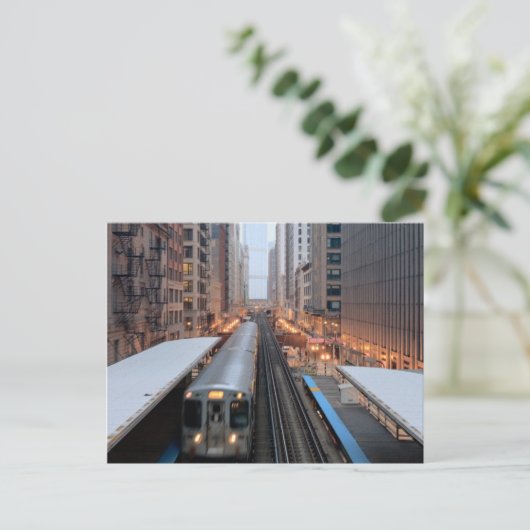 Erhöhte Eisenbahn in Chicago über Wabash Postkarte (Stehend Vorderseite)