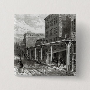 Erhöhte Eisenbahn in Greenwich-Straße, New York Button