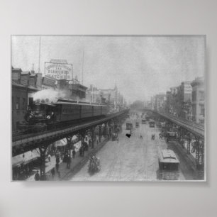 Erhöhte Eisenbahn-Zug New York City NY Poster