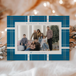 Erhöhte Karierte gemütliche Hüttenwälder Türkisbla Feiertagskarte