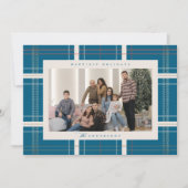 Erhöhte Karierte gemütliche Hüttenwälder Türkisbla Feiertagskarte (Vorderseite)