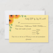 Erhöhte Reaktionskarte auf Sonnenblumen RSVP Karte (Vorderseite)