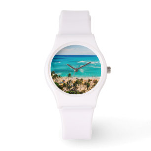 Erhöhte Sicht auf die Bucht von Waikiki, Honolulu Armbanduhr