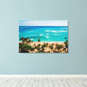 Erhöhte Sicht auf die Bucht von Waikiki, Honolulu  Leinwanddruck (Insitu (Holzboden))