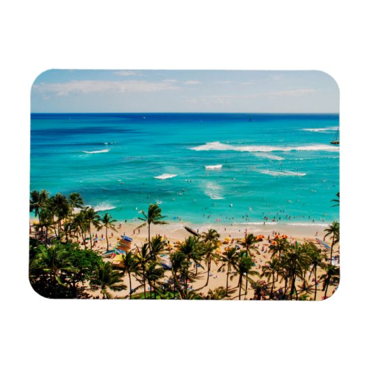 Erhöhte Sicht auf die Bucht von Waikiki, Honolulu Magnet (Horizontal)