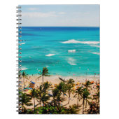 Erhöhte Sicht auf die Waikiki Beach Szene, Honolul Notizblock (Vorderseite)