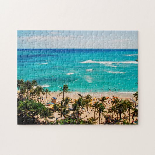 Erhöhte Sicht auf die Waikiki Beach Szene, Honolul Puzzle (Horizontal)