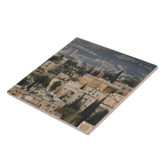 Erhöhte Stadtsicht vom Turm von Jerusalem YMCA Fliese (Seite)