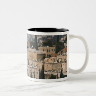 Erhöhte Stadtsicht vom Turm von Jerusalem YMCA Zweifarbige Tasse