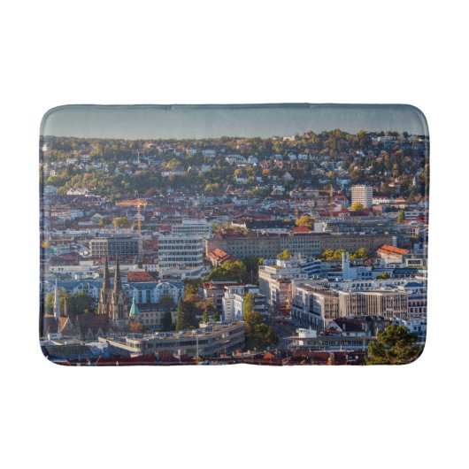 Erhöhte Stadtsicht von Stuttgart Badematte (Vorderseite)