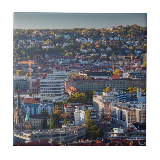 Erhöhte Stadtsicht von Stuttgart Fliese (Vorderseite)