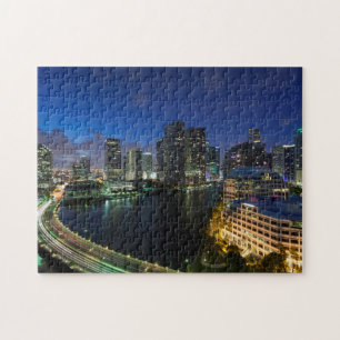 Erhöhte Stadtsilhouette von Brickell Key Puzzle