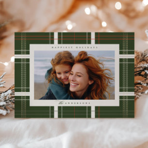 Erhöhtes Plaid Cozy Cabin Forest Beige und Grün Feiertagskarte