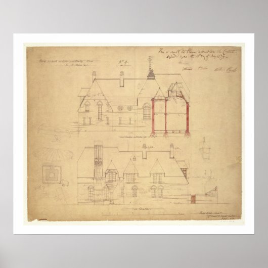 Erhöhungen für das Rote Haus, Bexley Heath (Pen Poster (Vorne)