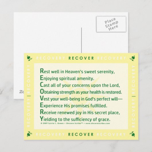 Erholung (akrostisch) postkarte (Vorne/Hinten)