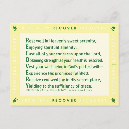 Erholung (akrostisch) postkarte (Vorderseite)