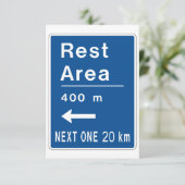 Erholung Area Road Sign Einladungen (Stehend Vorderseite)