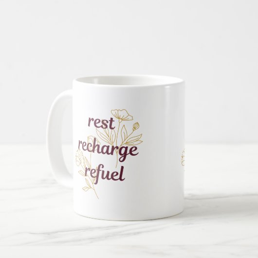 Erholung, Aufladen, Kraftstoff-Kaffeemaschine Tass Kaffeetasse (Vorderseite Links)