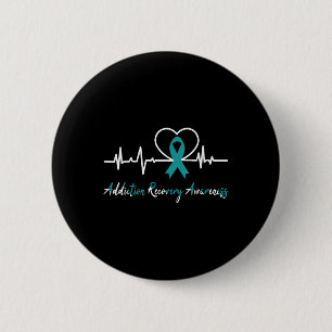 Erholung Bewusstsein Herzschlag Aquamarine Schleif Button