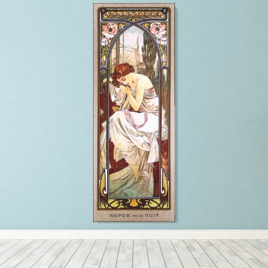 Erholung der Nacht von Alphonse Mucha Leinwanddruck (Insitu (Holzboden))