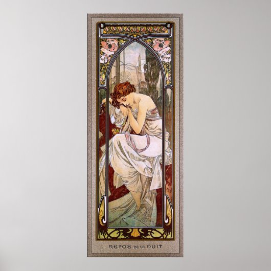 Erholung der Nacht von Alphonse Mucha Poster (Vorne)