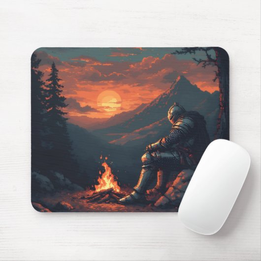 Erholung des Ritters durch das Feuer - Epic Fantas Mousepad (Mit Mouse)