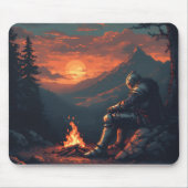 Erholung des Ritters durch das Feuer - Epic Fantas Mousepad (Vorne)
