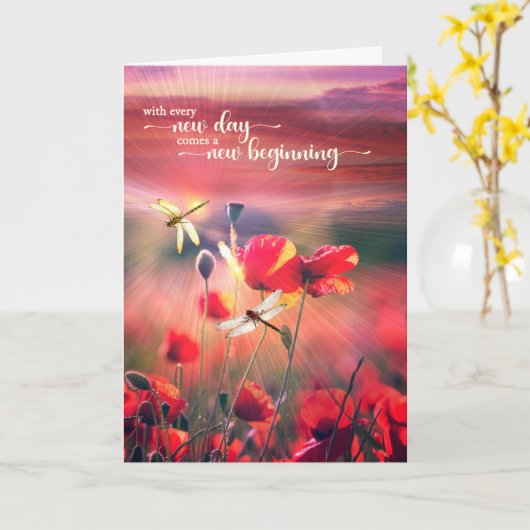 Erholung ermutigt neue Beginnspopien Karte (Gelbe Blume)