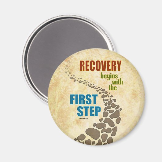 Erholung, Erster Schritt (12 Schritte, ohne Drogen Magnet (Vorderseite/Rückseite)