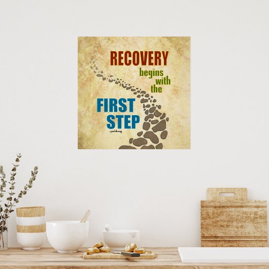 Erholung, Erster Schritt (12 Schritte, ohne Drogen Poster (Küche)