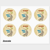 Erholung, Erster Schritt (12 Schritte, ohne Drogen Runder Aufkleber (Blatt)