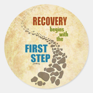 Erholung, Erster Schritt (12 Schritte, ohne Drogen Runder Aufkleber