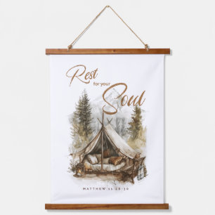 Erholung für Ihr Soul Christliche Boho-Wandtapeten Wandteppich Mit Holzrahmen