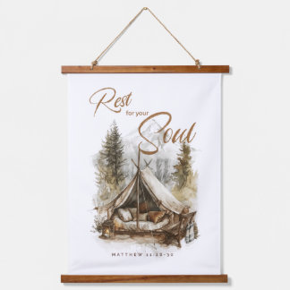 Erholung für Ihr Soul Christliche Boho-Wandtapeten Wandteppich Mit Holzrahmen