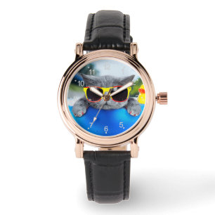 Erholung im Schwimmbad auf der Luftmatratze Armbanduhr