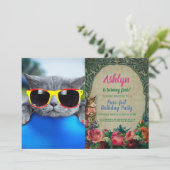 Erholung im Schwimmbad auf der Luftmatratze Einladung (Stehend Vorderseite)