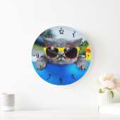 Erholung im Schwimmbad auf der Luftmatratze Große Wanduhr (Zuhause)