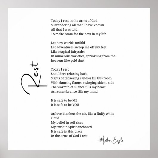 Erholung in den Armen Gottes Liebe Gedicht Plakatw Poster (Vorne)