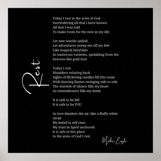 Erholung in den Armen Gottes Liebe Gedicht Plakatw Poster (Vorne)