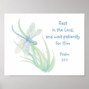 Erholung in Lord Scripture Dragonfly Blue, Green Poster